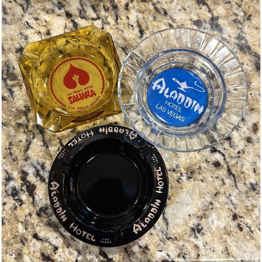 Vintage Hotel Casino Glass Ashtray collection of 3